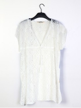  V-Neck Abstract Lace Fashion Top